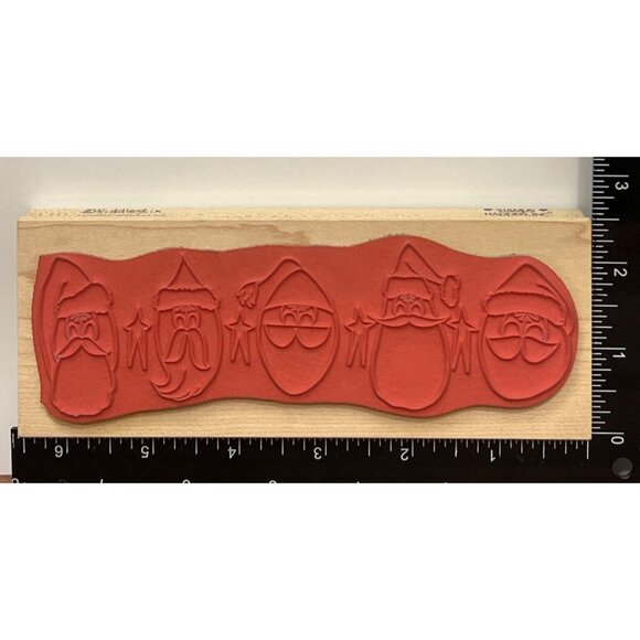 80360 Santa & Stars Wood Rubber Stamp STAMPS HAPPEN FIDDLESTIX PENNY LANE - Picture 2 of 5